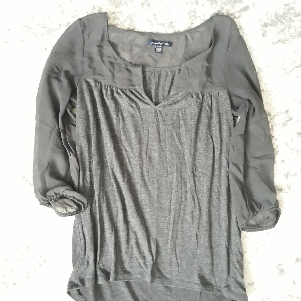 American Eagle Outfitters Gray Blouse